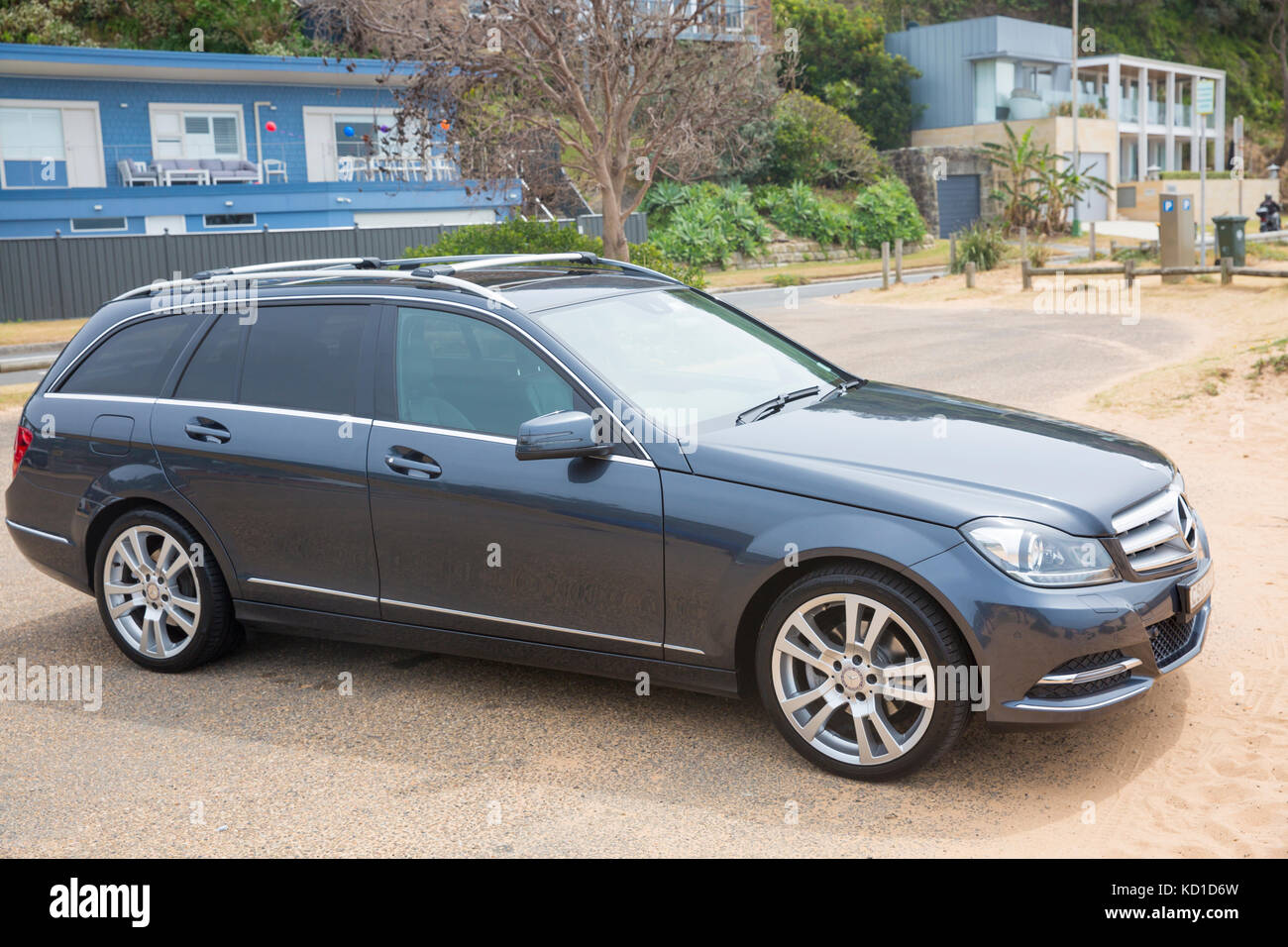 2013Mercedes Benz class c250 CDI wagon estate car in tenorite grey parked in Sydney Stock Photo