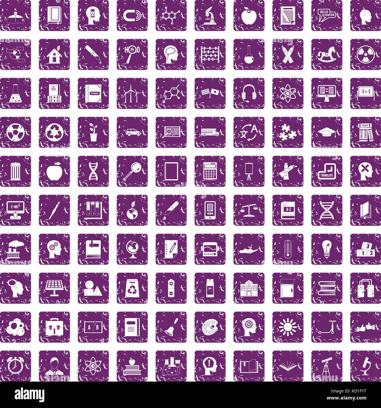 100 education icons set grunge purple Stock Vector Image & Art - Alamy