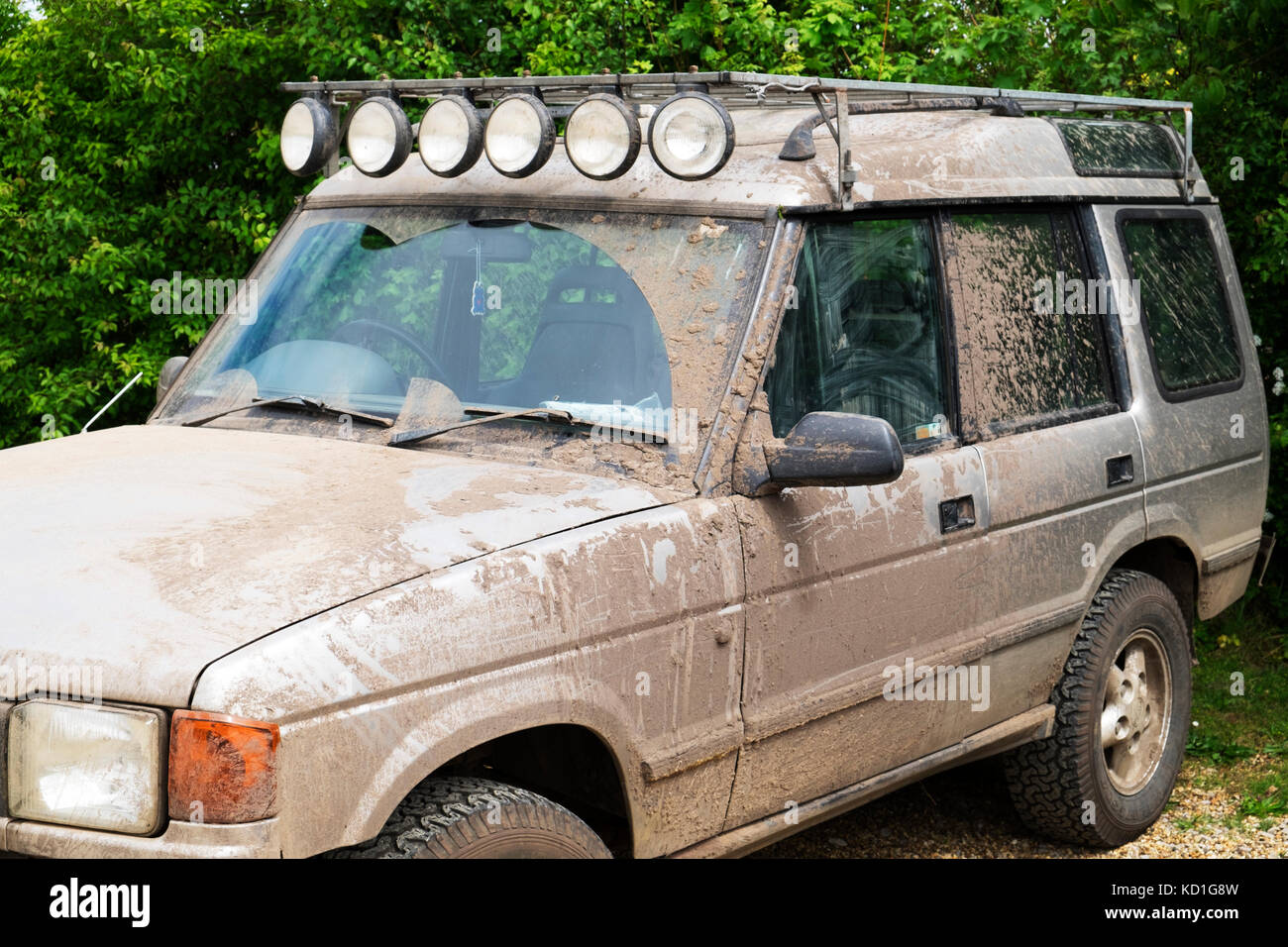 Land Rover Discovery used for rally cross Stock Photo