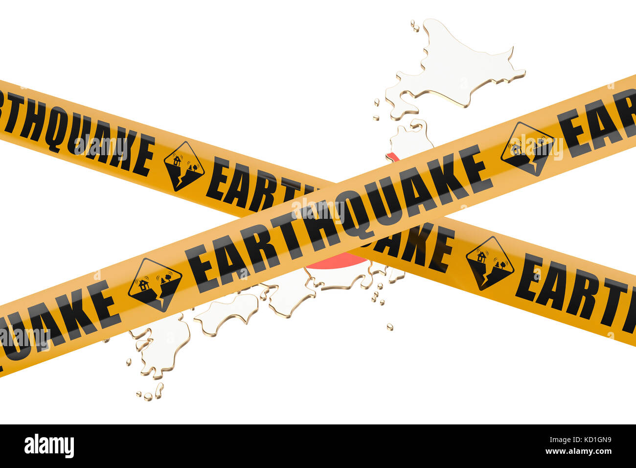 Earthquake in Japan concept, 3D rendering isolated on white background Stock Photo