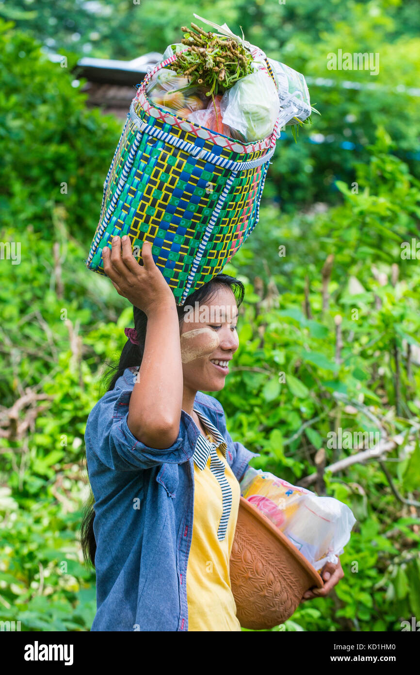 Portrait of Burmese farmer in Shan state Myanmar Stock Photo