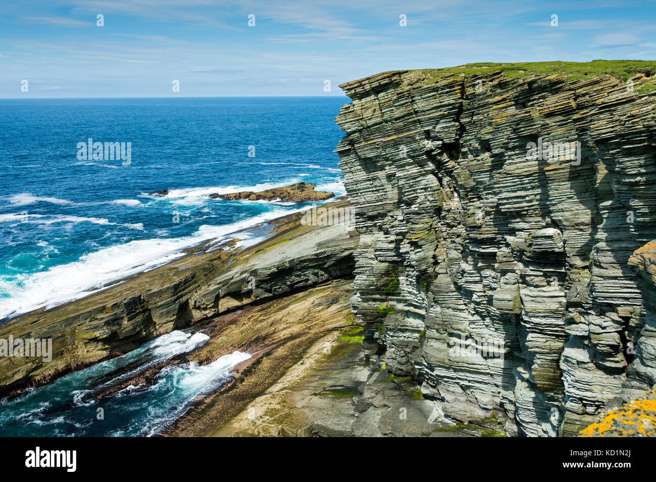 Cliffs at Brough Head on the Brough of Birsay, Orkney, Scotland, UK. Stock Photo