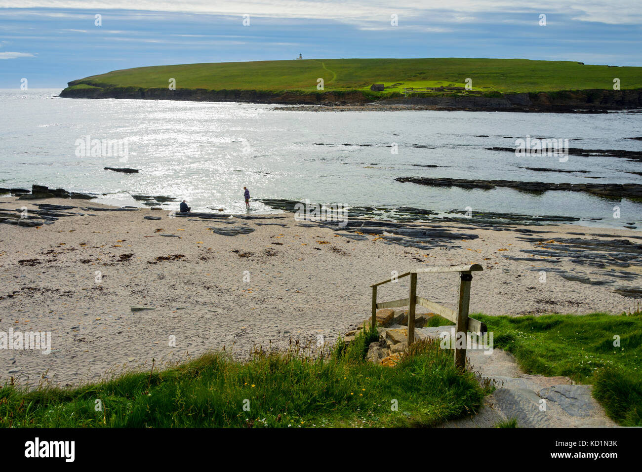 The tidal island the Brough of Birsay at high tide when the causeway is