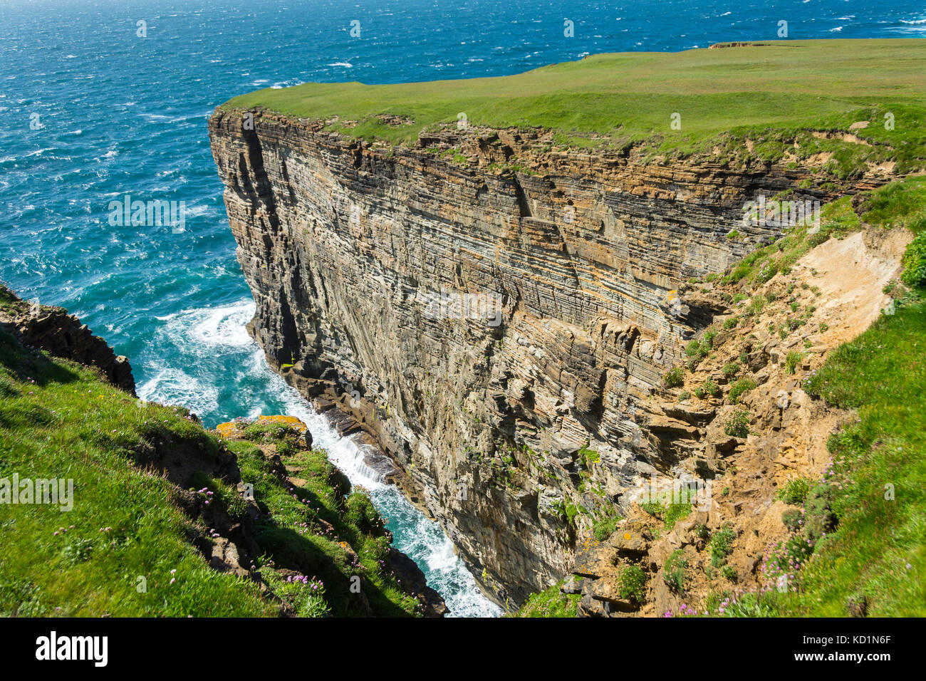 The cliffs at Yesnaby, Orkney Mainland, Scotland, UK. Stock Photo