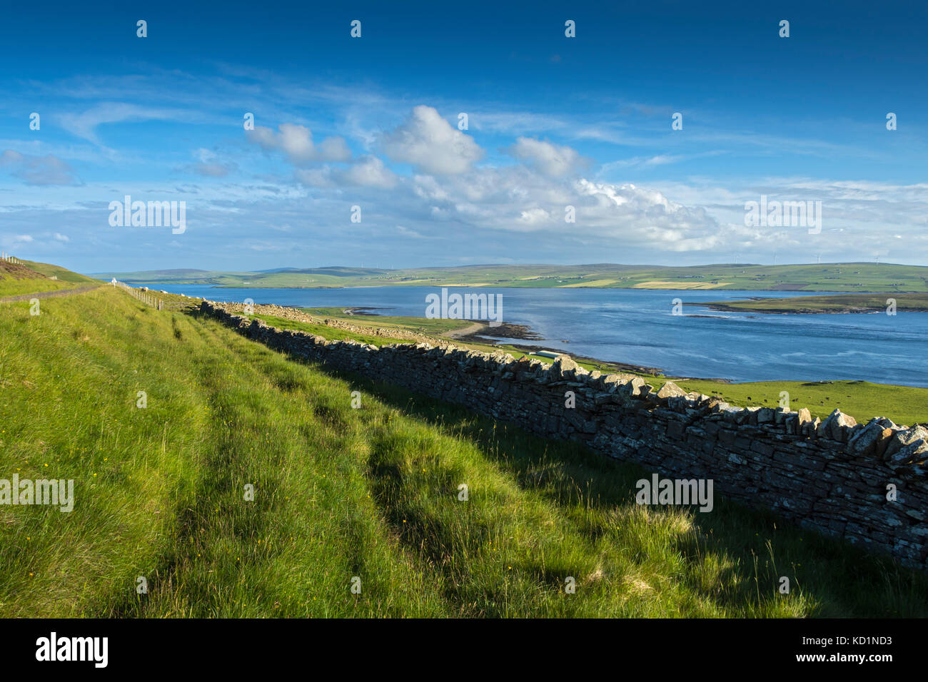 Orkney Mainland over Eynhallow Sound, from the island of Rousay, Orkney Islands, Scotland, UK. Stock Photo