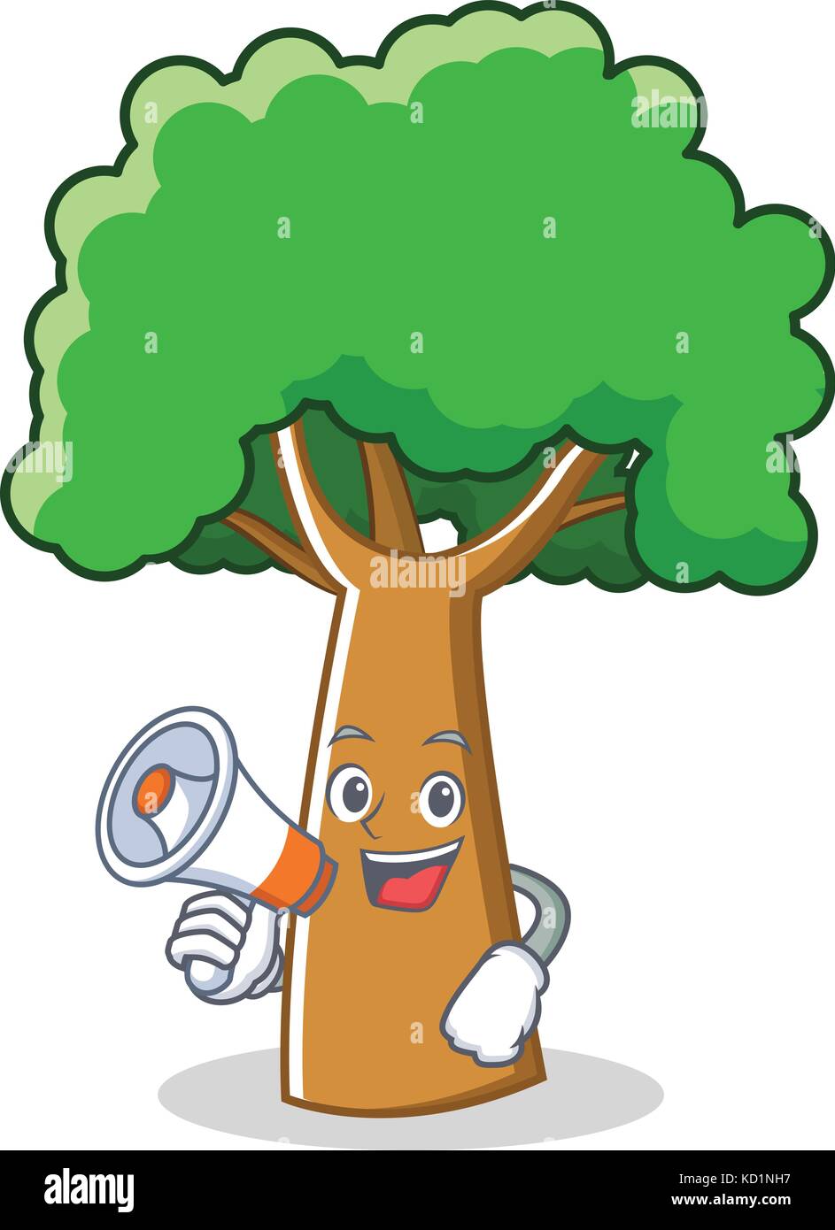 Cartoon Tree Using Phone With megaphone tree character cartoon style Stock Vector Image & Art ...