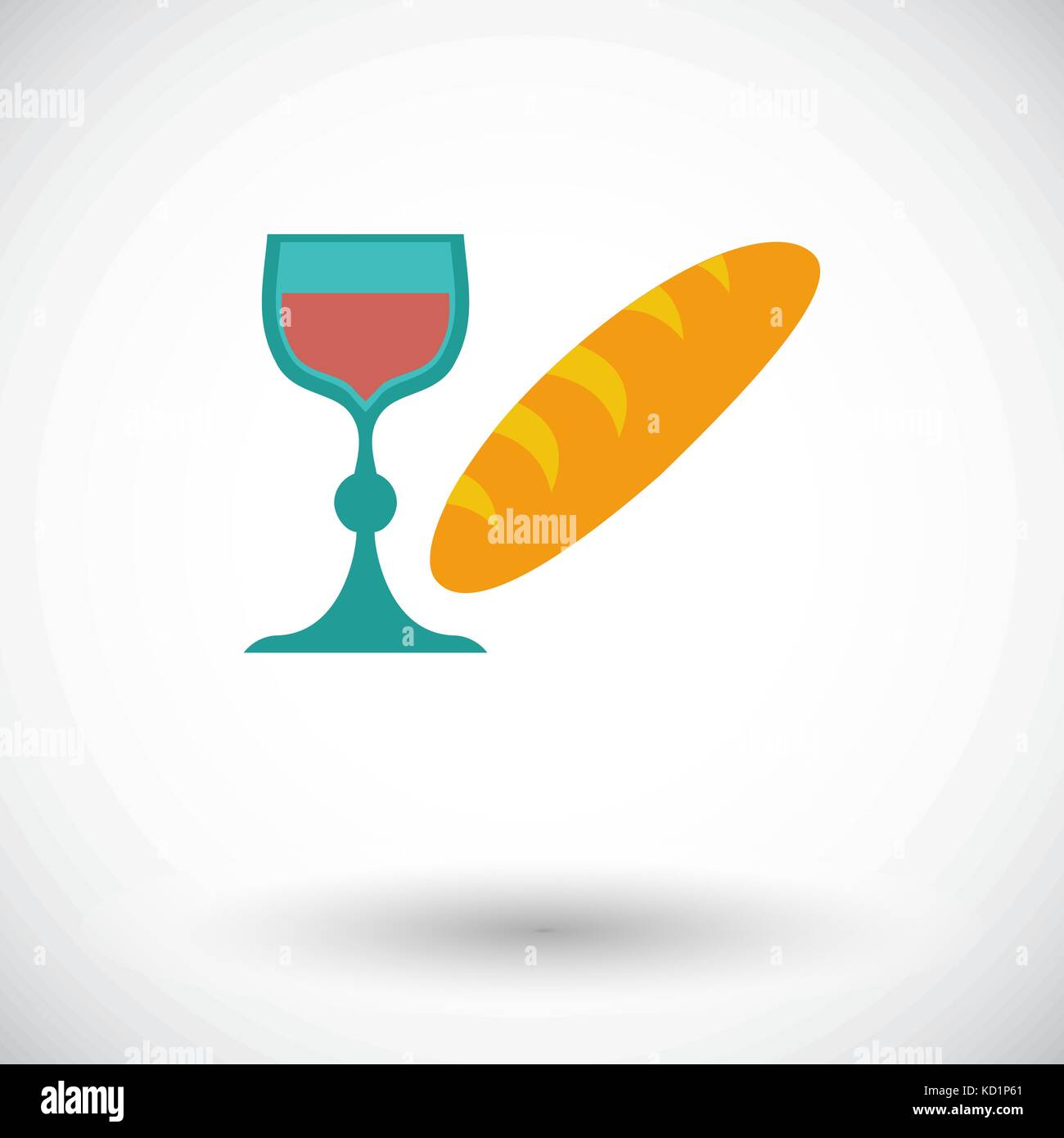 Bread and wine. Single flat icon on white background. Vector ...
