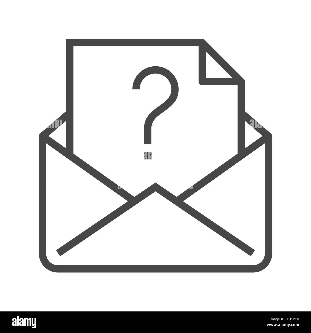 Mail with Question Mark Thin Line Vector Icon. Flat icon isolated on ...