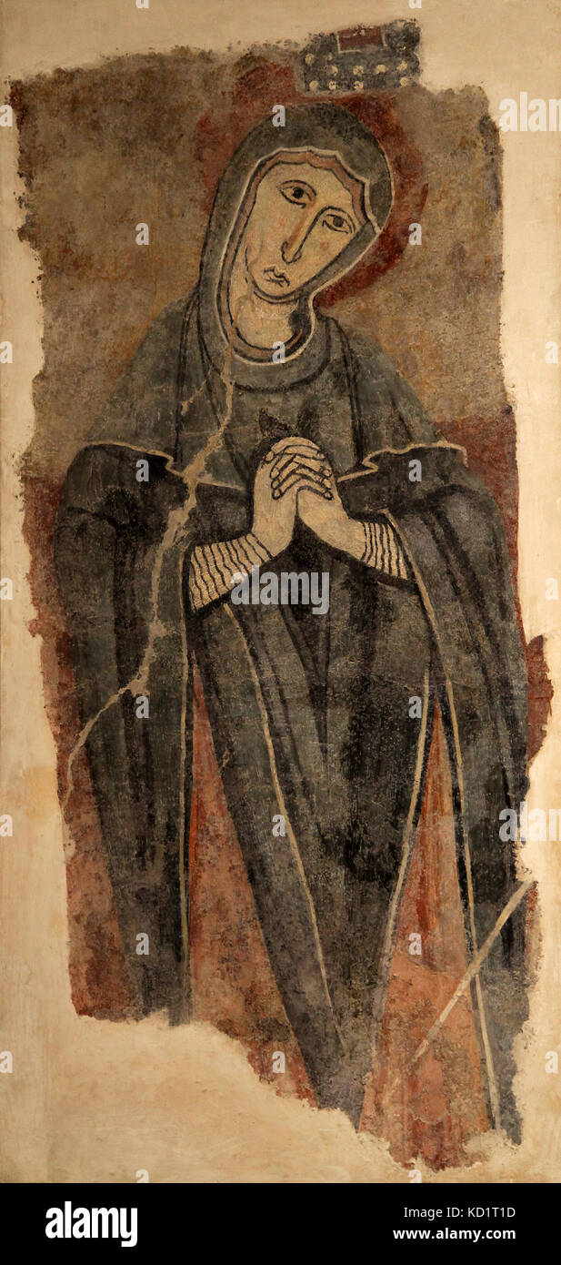 Fresco Virgin from the crucifixion 12th century Stock Photo