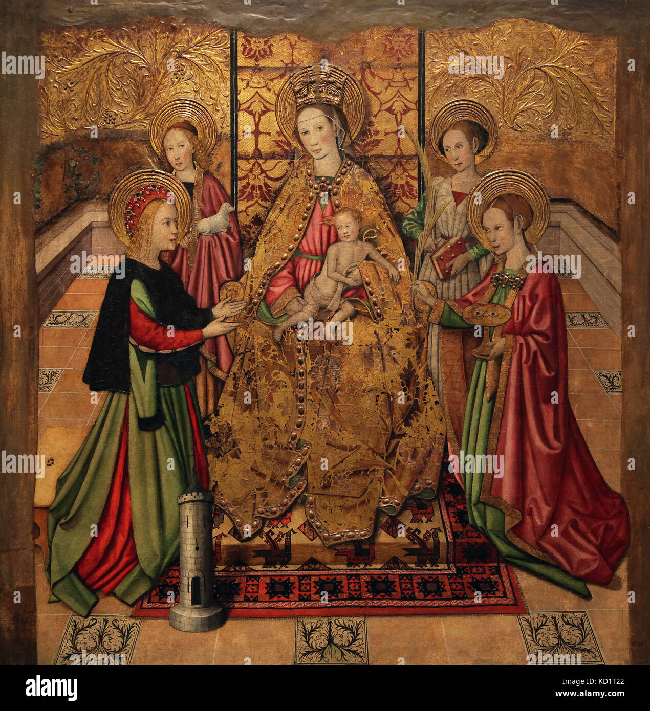 Mare de deu i santes the virgin and the saints by Jaume Huguet 1412-1492 Catalan painter.Medieval Gothic Art.Spain Stock Photo