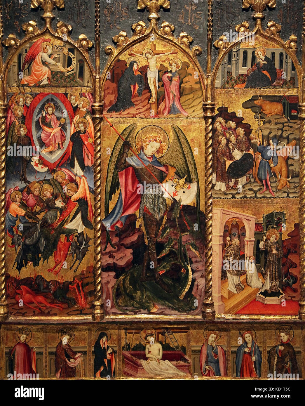 Altarpiece Saint Michael by Joan Mates 1370-1431 Stock Photo