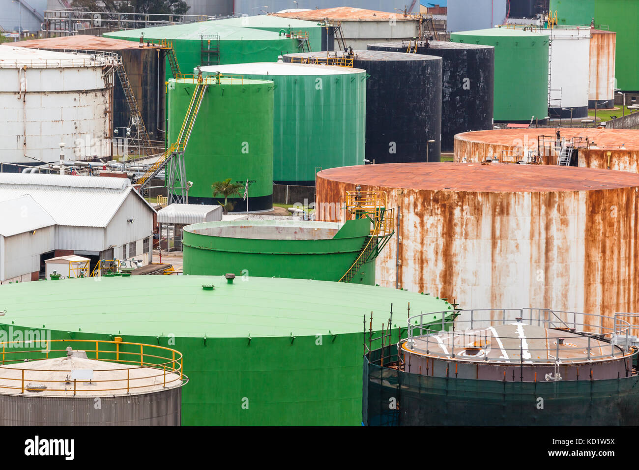 Storage tanks depot for oils fuels chemicals. Stock Photo