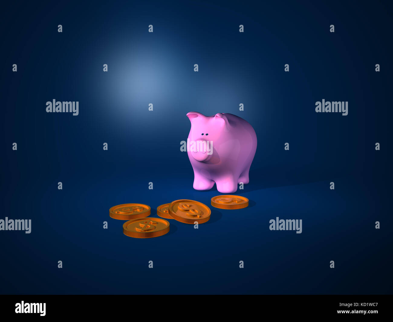3d Render. Piggy Bank with some coins Stock Photo - Alamy