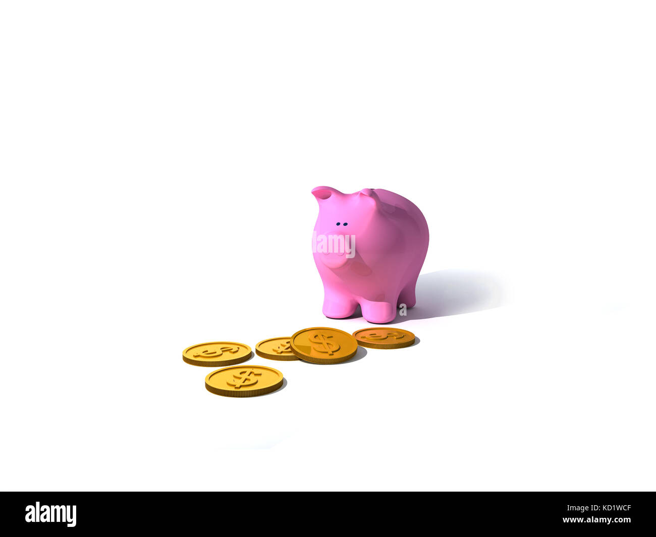 3d Render. Piggy Bank with some coins Stock Photo - Alamy