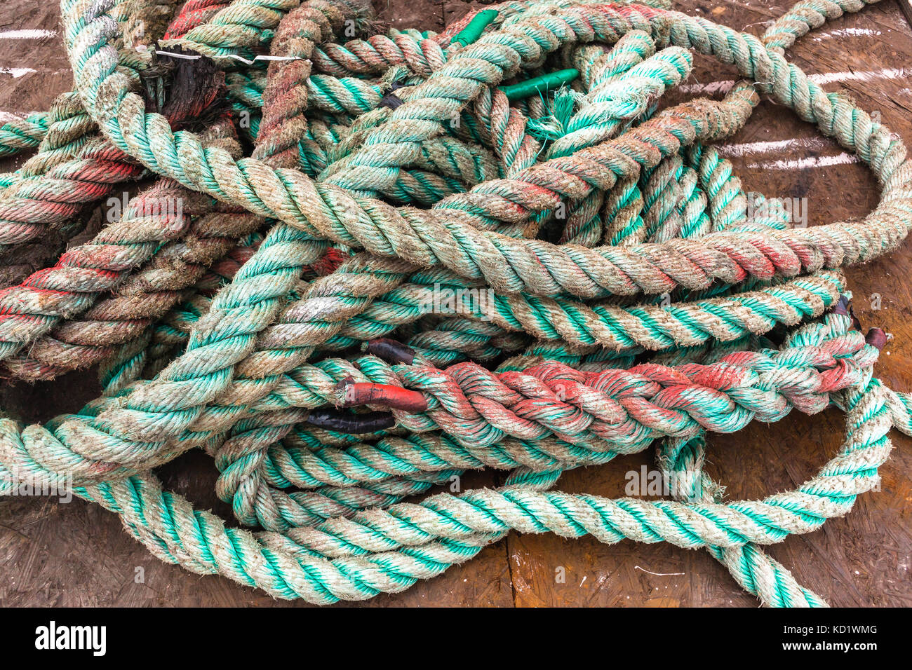 Rope thick nylon material for boat ships wharf mooring securing vessels in  harbor port Stock Photo - Alamy