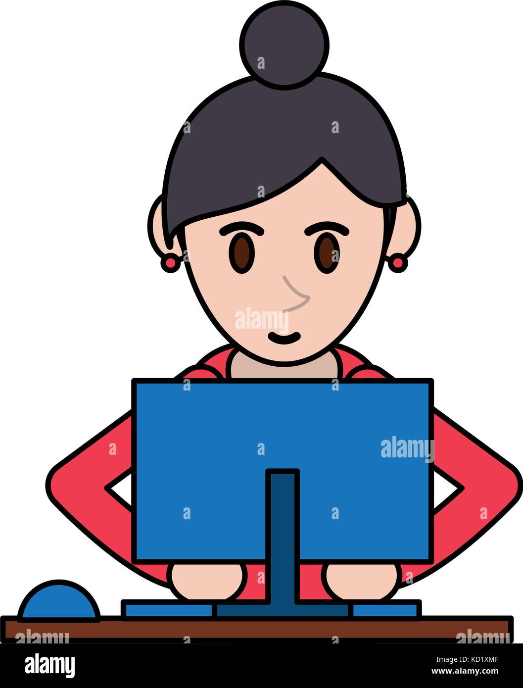 woman using computer icon image Stock Vector Image & Art - Alamy