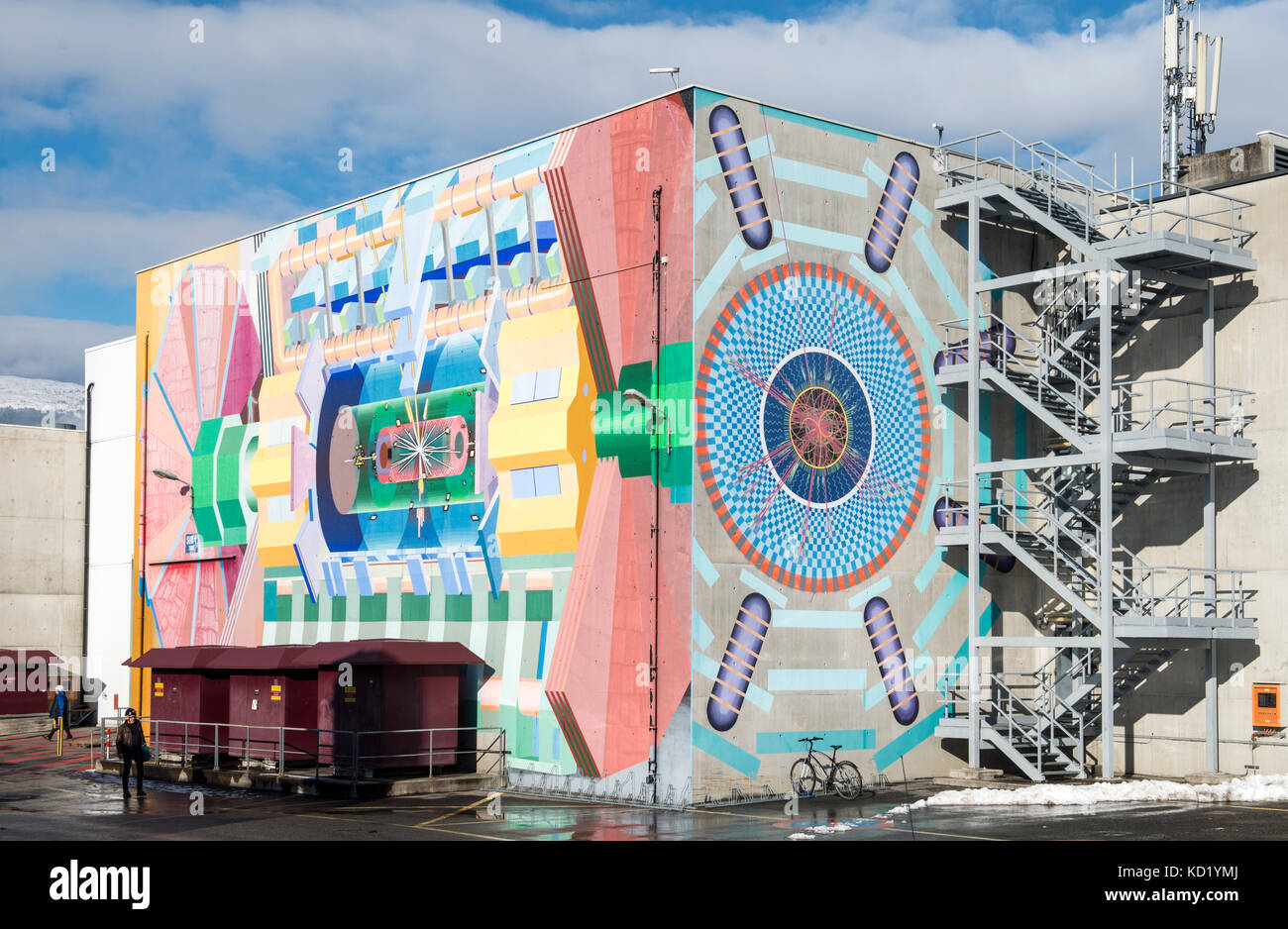 ATLAS building at CERN with control rooms, location where the Higgs boson was discovered,  Meyrin, Switzerland Stock Photo