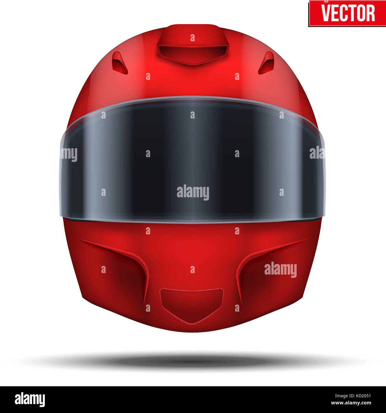 Red motor racing helmet with glass visor. Stock Vector