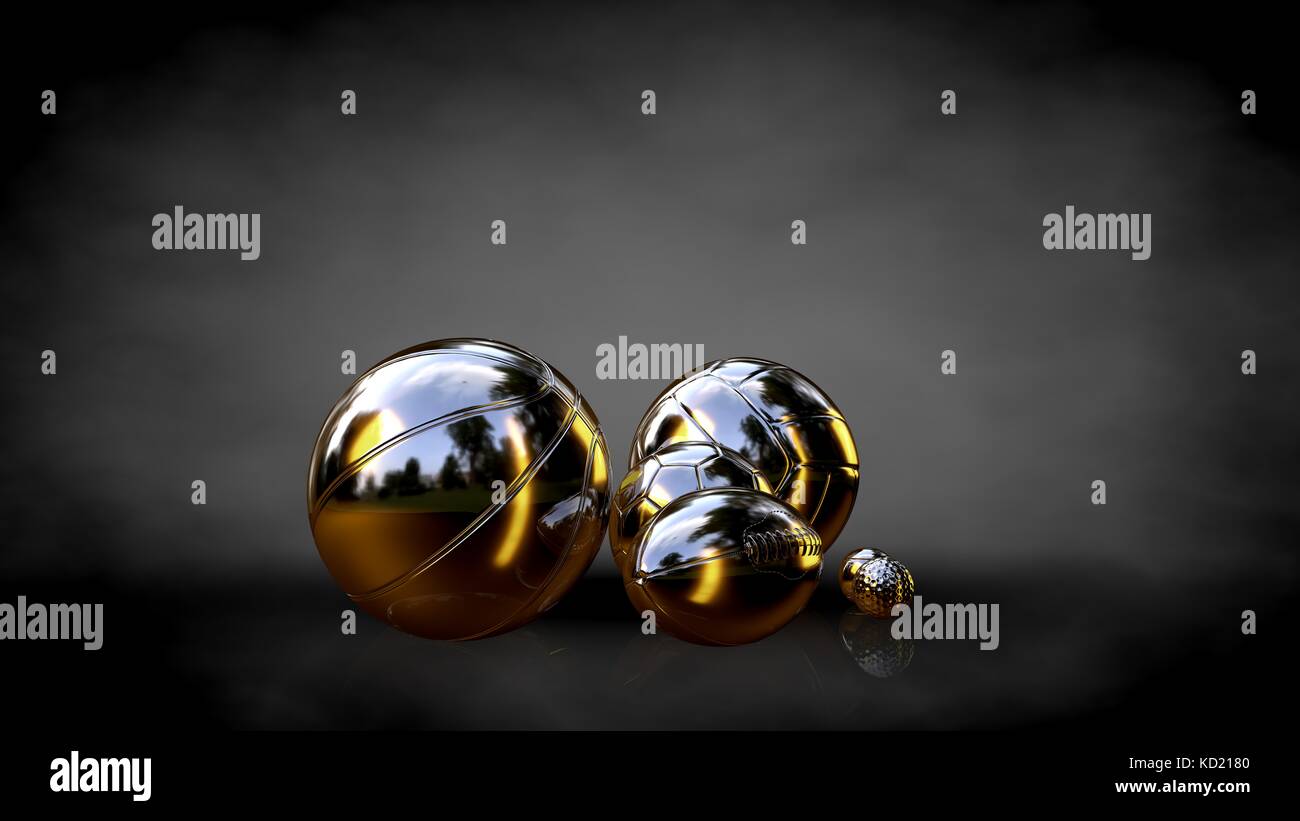 3d rendering of a golden ball on a dark background Stock Photo - Alamy