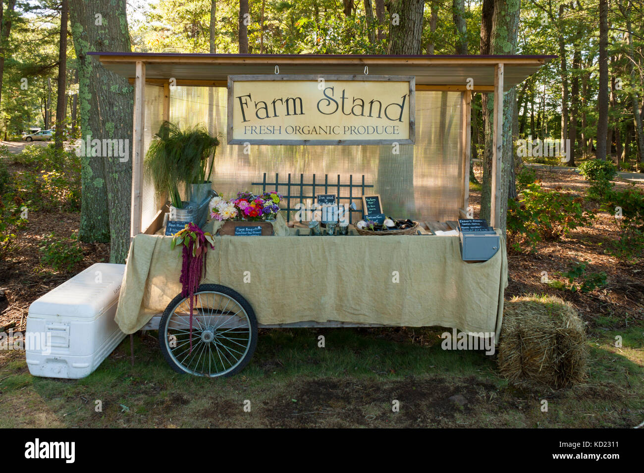 A farm stand offering heirloom vegetables, herbs and flowers, at the Bradley Estate, in Canton