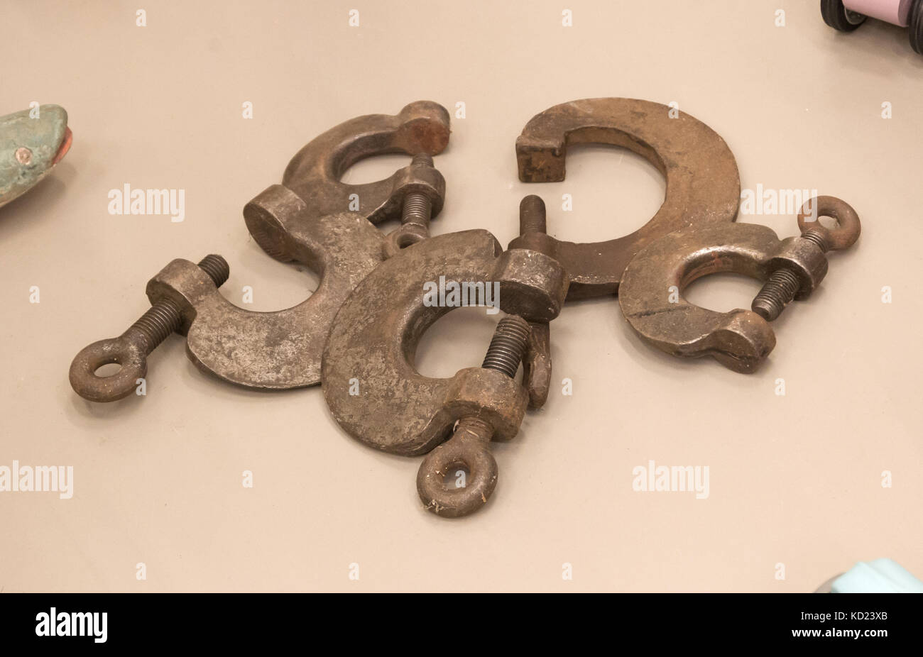 Collection of rusty metal clamps Vintage tools Stock Photo Alamy