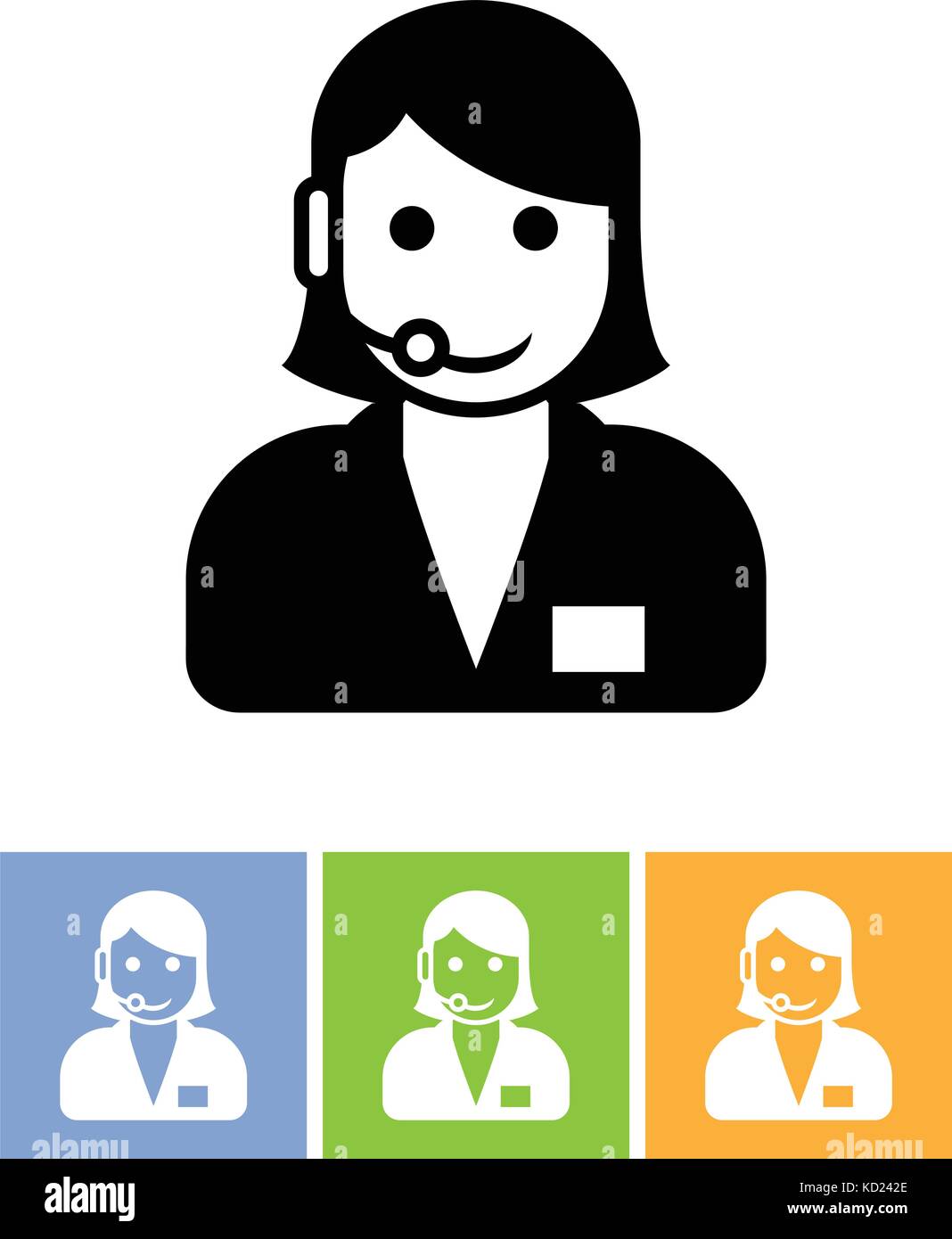 Customer support service icon - call center assistant with headphones Stock Vector
