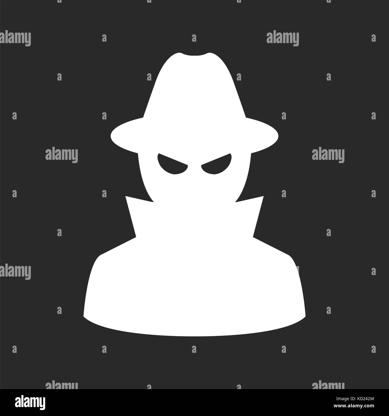 Undercover agent - private detective or spy in hat and coat Stock Vector