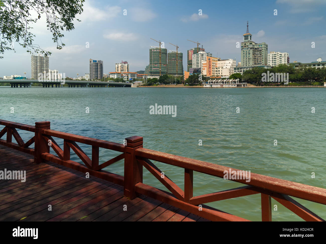 Embankment of the Sanya River in Sanya City on Hainan Island Stock Photo