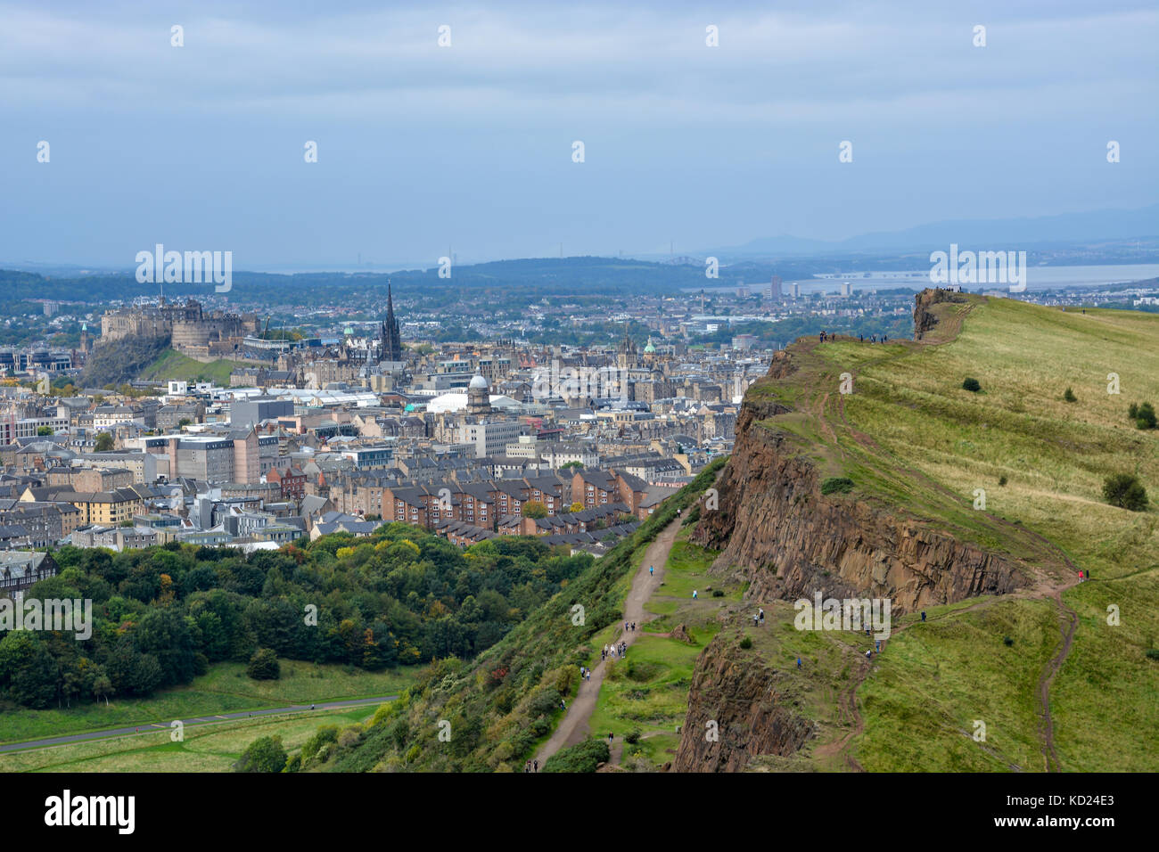 The Hollyrood park and Arthur's Seat with a view on Edinburgh, Scotland Stock Photo