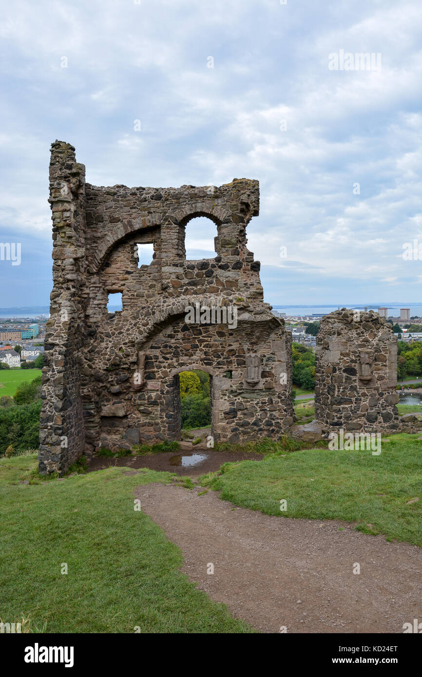 The St. Anthony's chapel ruins in Hollyrood park near Edinburgh Stock Photo