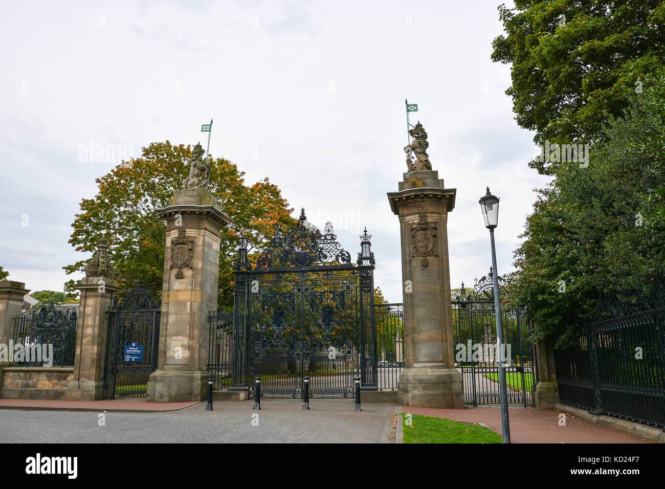 Metal gate entrance to Hollyroodhouse in Edinburgh, Scotland Stock
