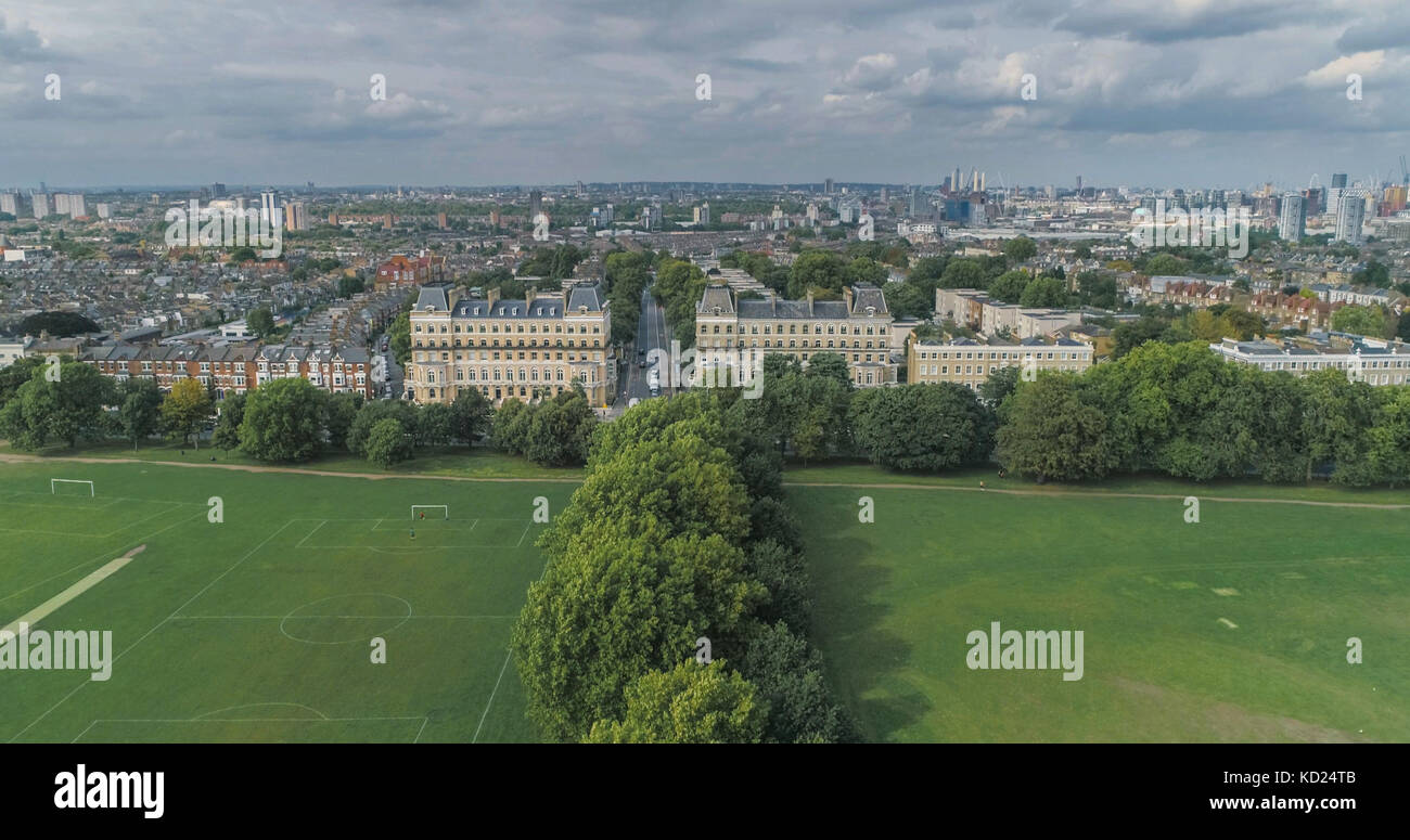 Aerial view from a residential Victorian village in London Stock Photo