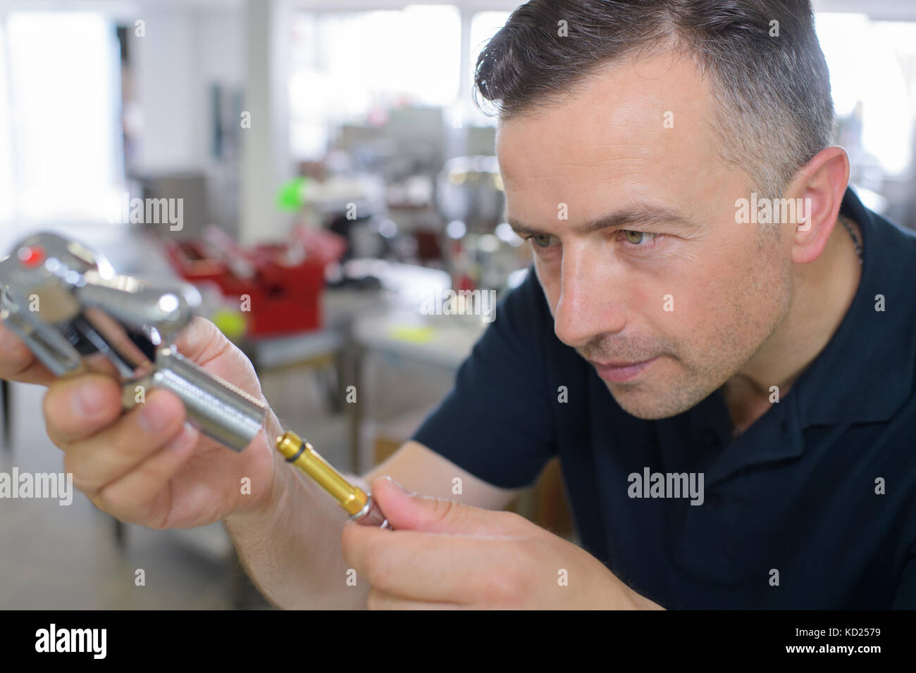 cleaning pipes with air Stock Photo Alamy