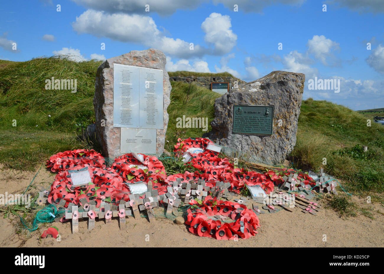 War Memorial at Freshwater West, Pembrokeshire, Wales Stock Photo