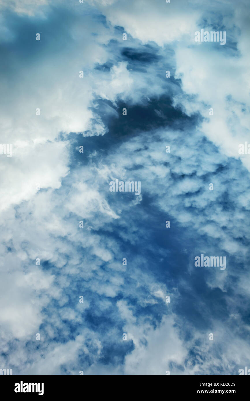 Natural background with thunderous dark clouds. Stormy weather Stock Photo