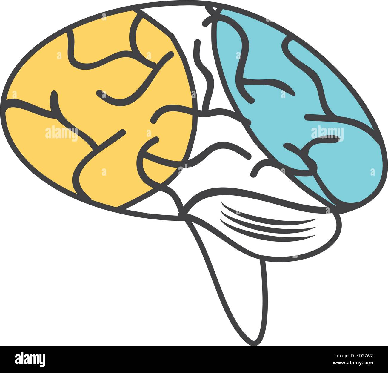 flat line colored pictogram brain over white background vectr ...