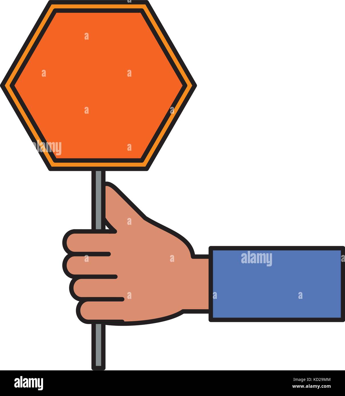 hand with road sign icon over white background vector illustration ...
