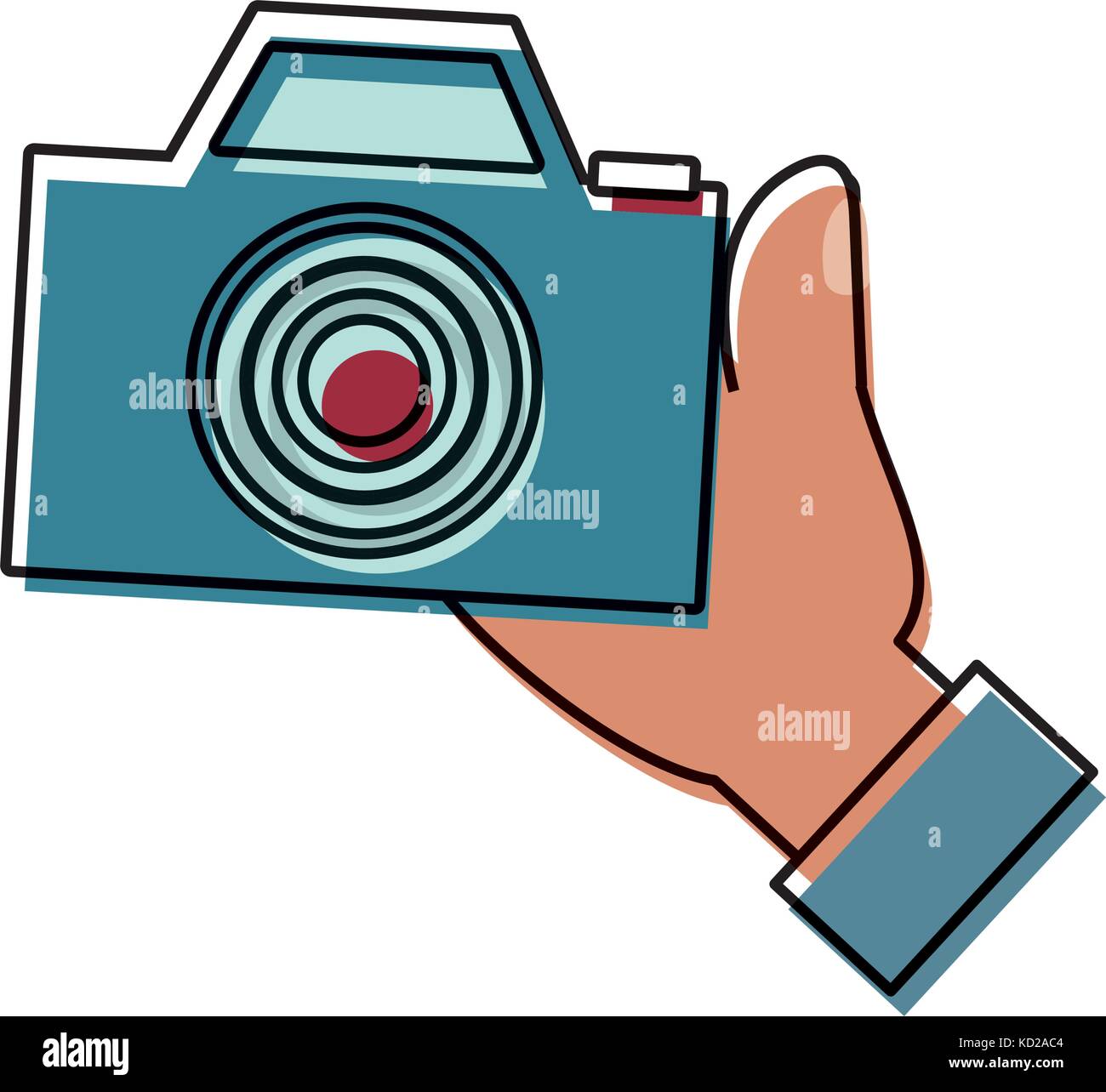 hand holding a camera icon over white background vector illustration ...