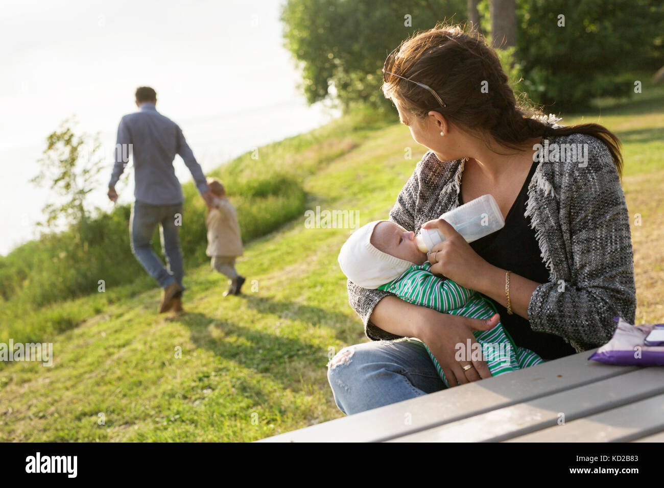 Mother feeding son (0-1 months) Stock Photo