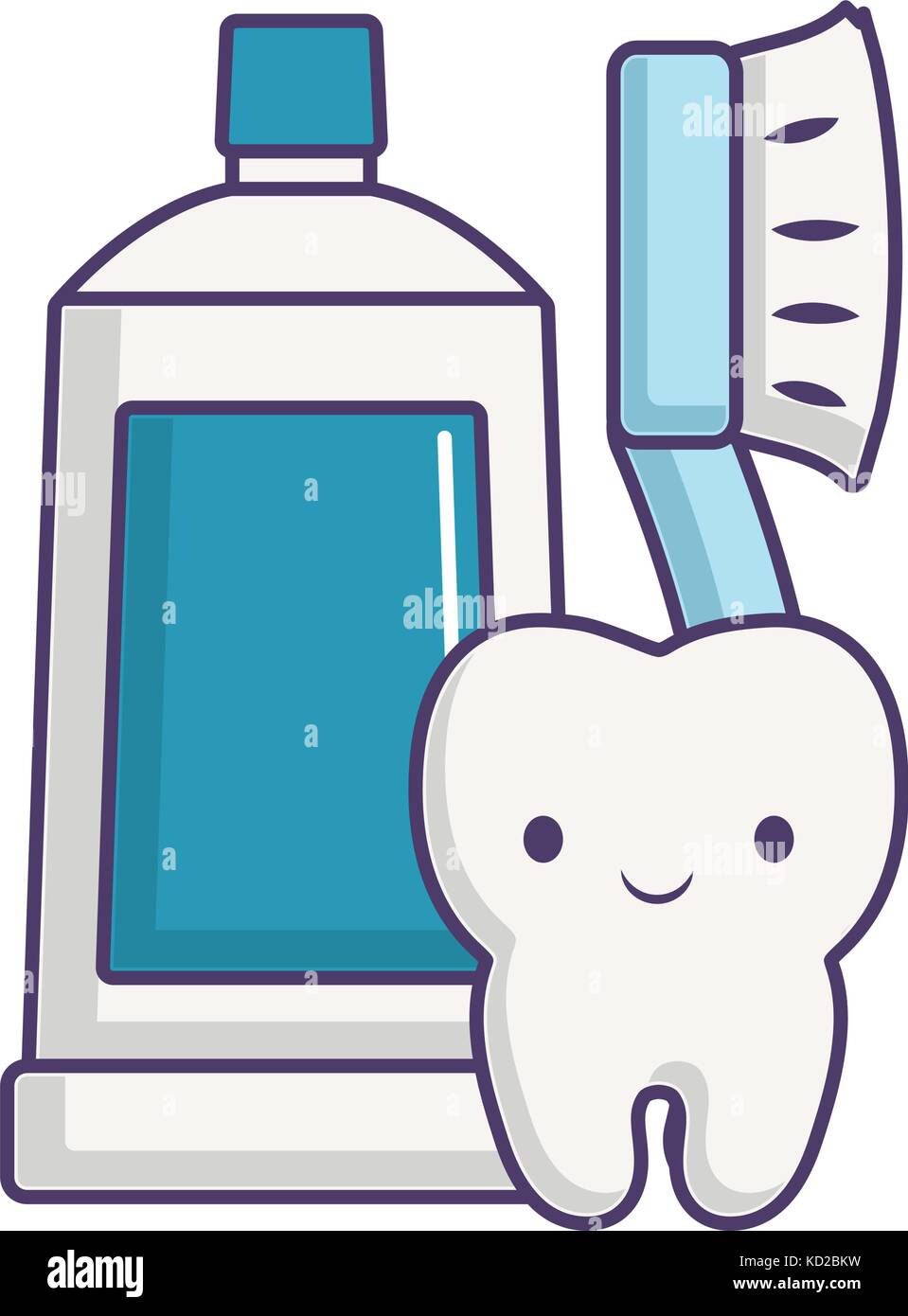 toothpaste and kawaii tooth icon over white background vector ...