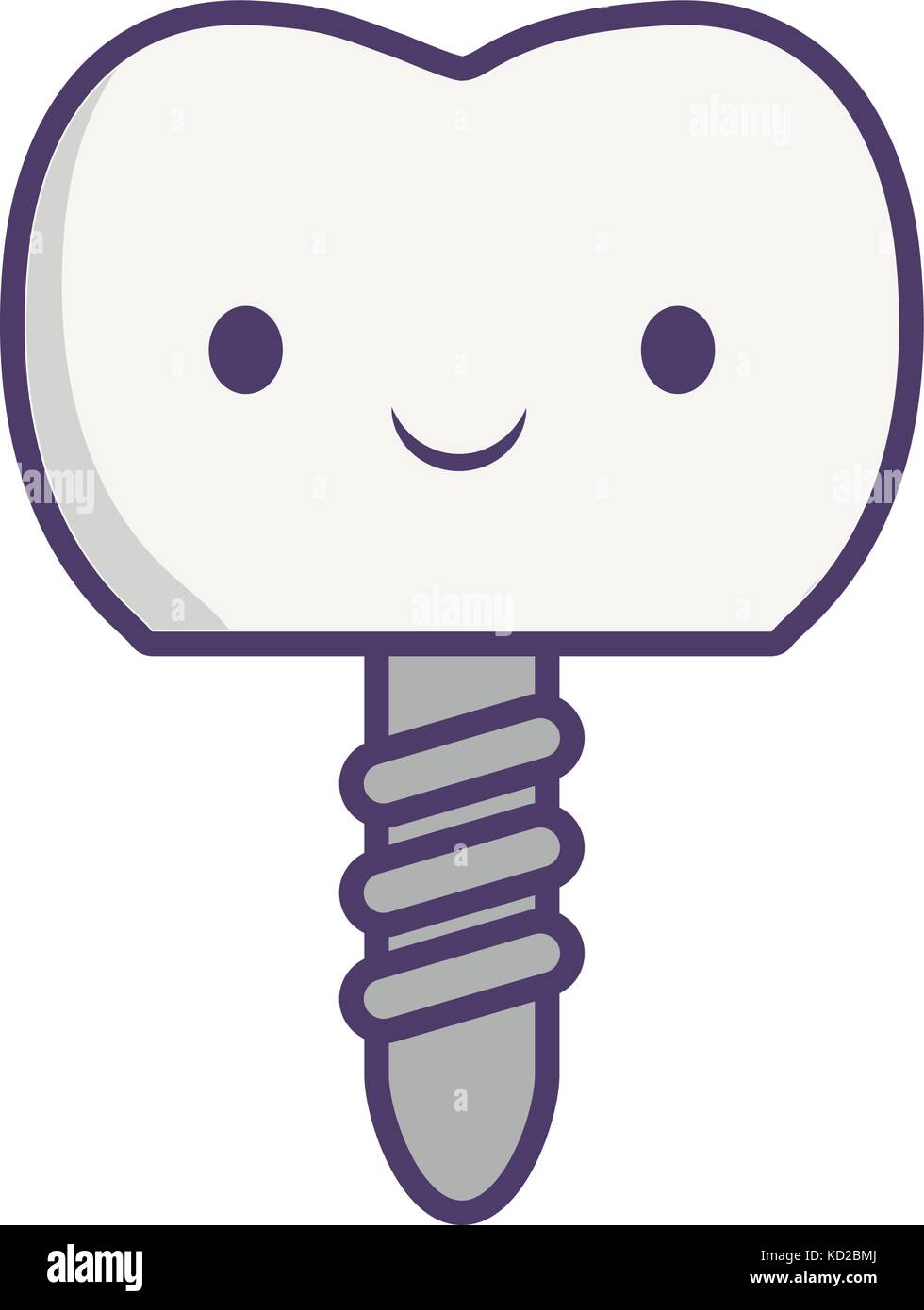 kawaii tooth implant icon over white background vector illustration ...