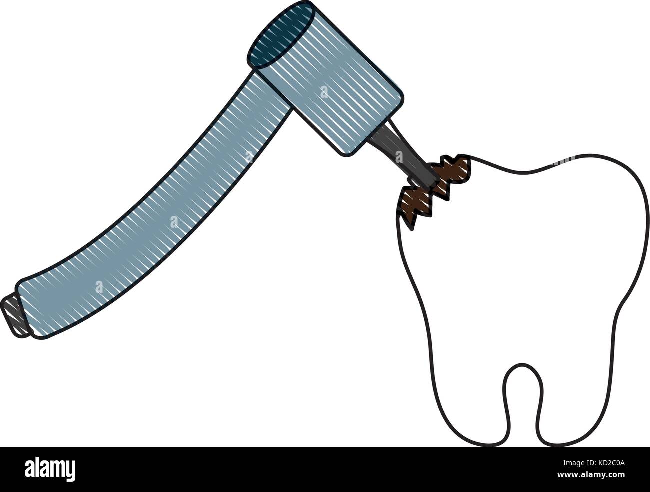 broken tooth and dental tool icon over white background vector ...