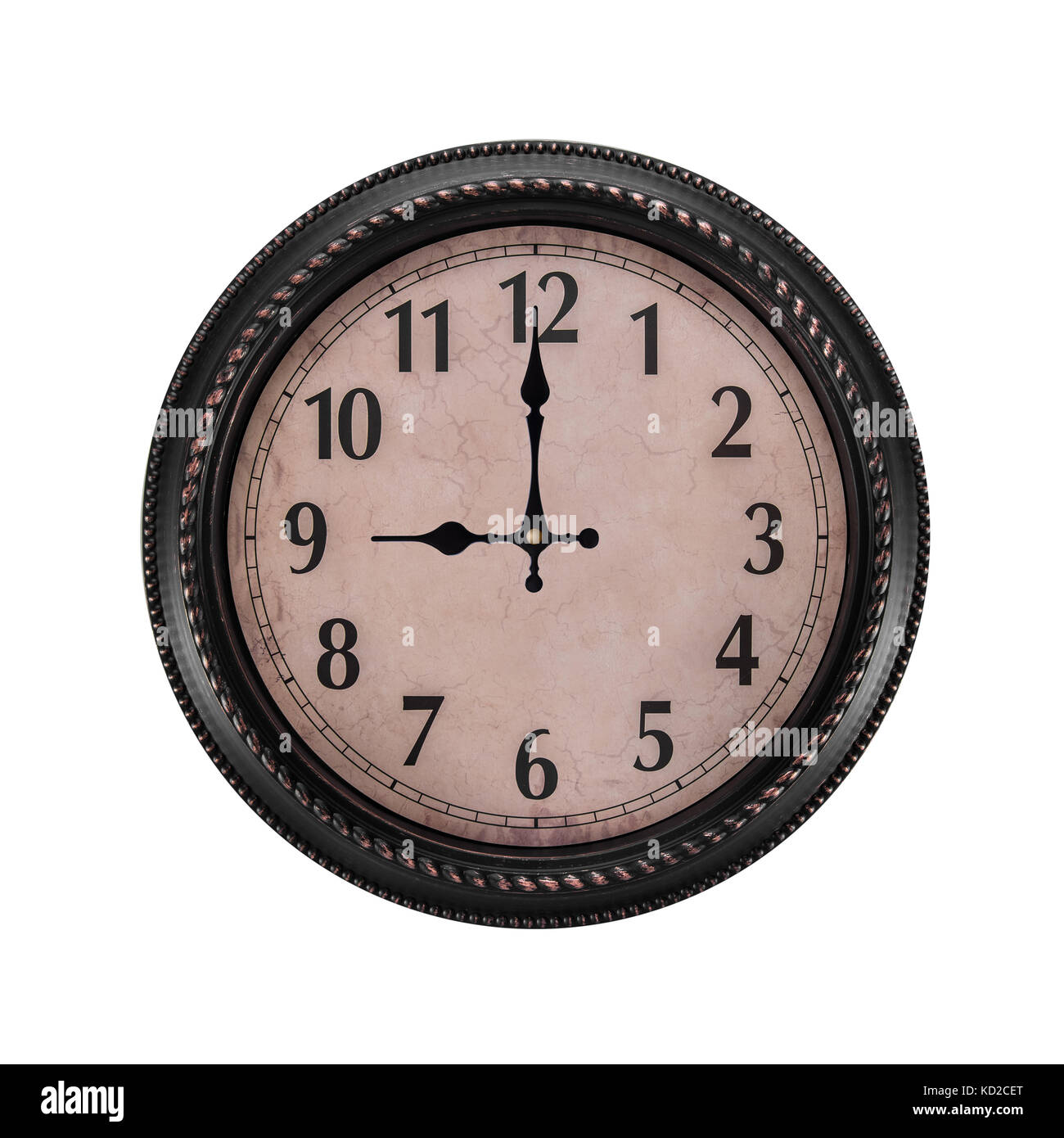 Ancient wall clock on a white background Stock Photo - Alamy