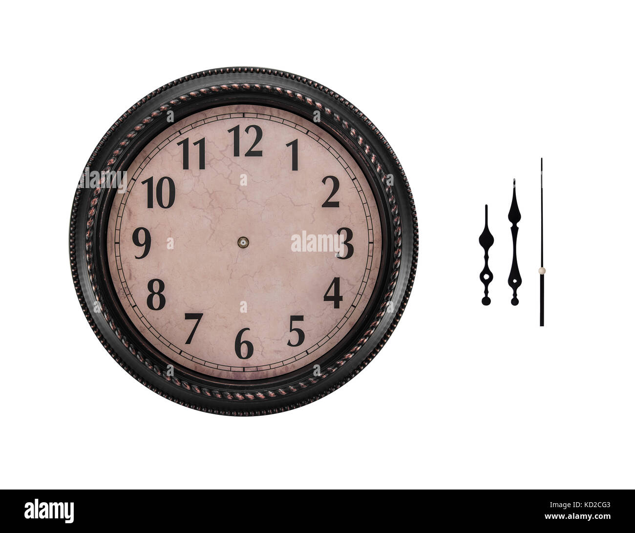 Ancient wall clock on a white background Stock Photo - Alamy