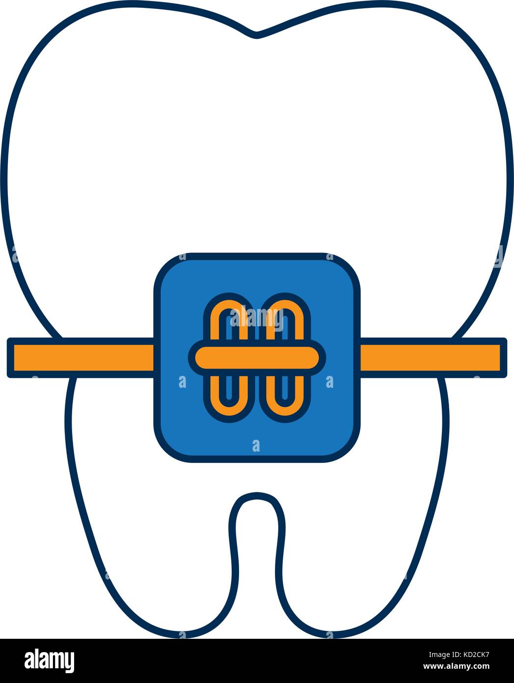 tooth with bracket icon over white background vector illustration Stock