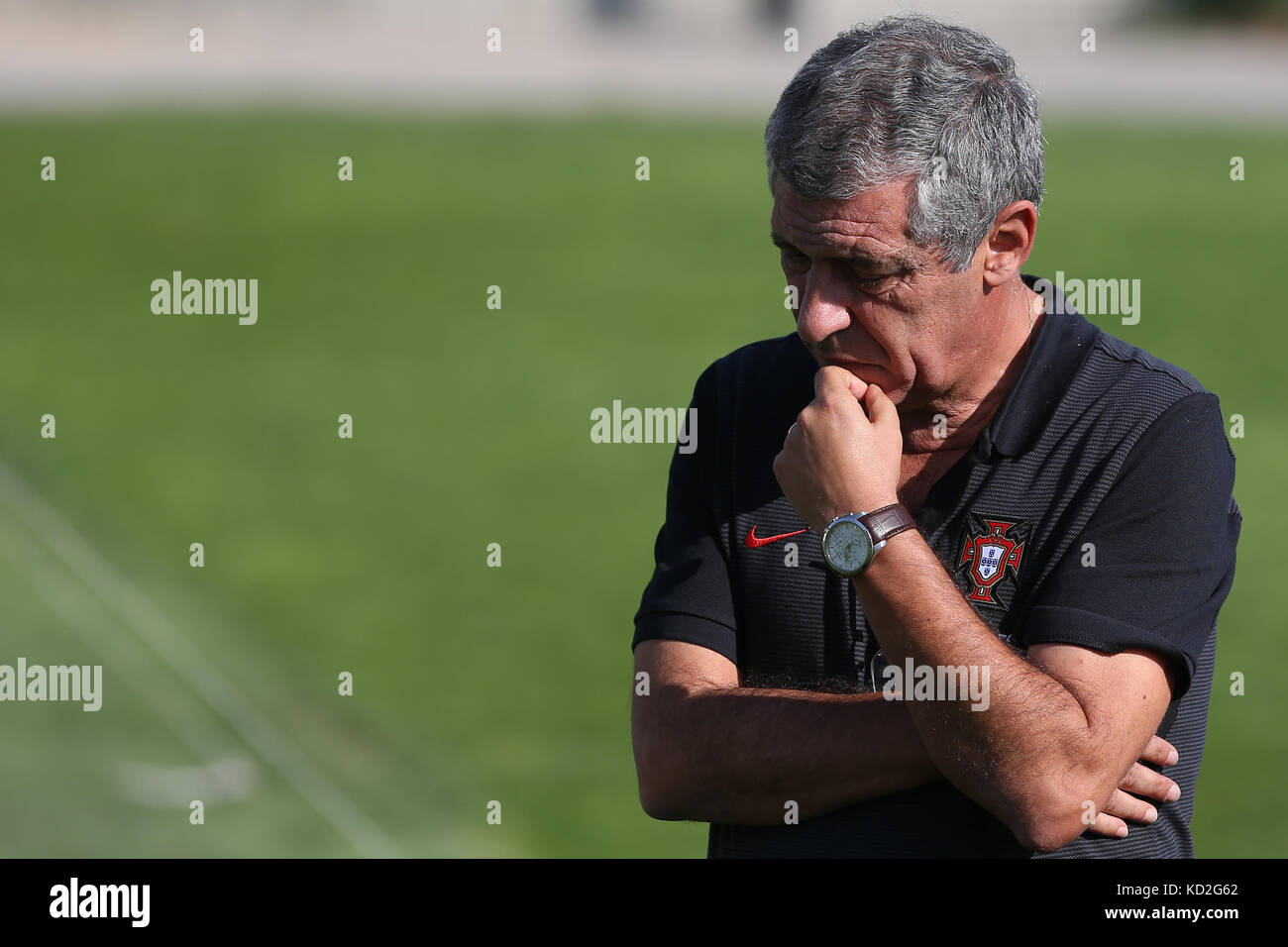 Oeiras, Portugal. 9th Oct 2017. Portugal's head coach Fernando Santos in action during National Team Training session before the match between Portugal and Switzerland at City Football in Oeiras on October 9, 2017. Credit: Bruno Barros/Alamy Live News Stock Photo