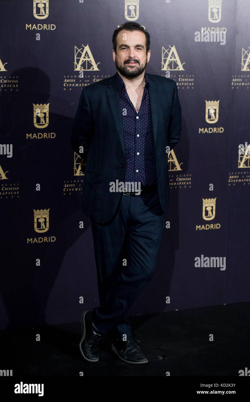 Madrid, Spain. 09th Oct, 2017. Director Nacho Vigalondo during the cocktail of the academies of cinema of Hollywood and Spain in Madrid on Monday 09 October 2017. Credit: Gtres Información más Comuniación on line, S.L./Alamy Live News Stock Photo