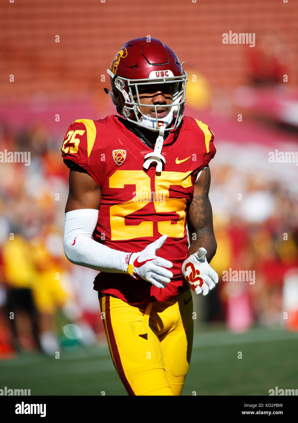 October 7, 2017 USC Trojans cornerback Jack Jones #25 in action during the  football game between the USC Trojans and the Oregon State Beavers at the  Los Angeles Coliseum in Los Angeles,