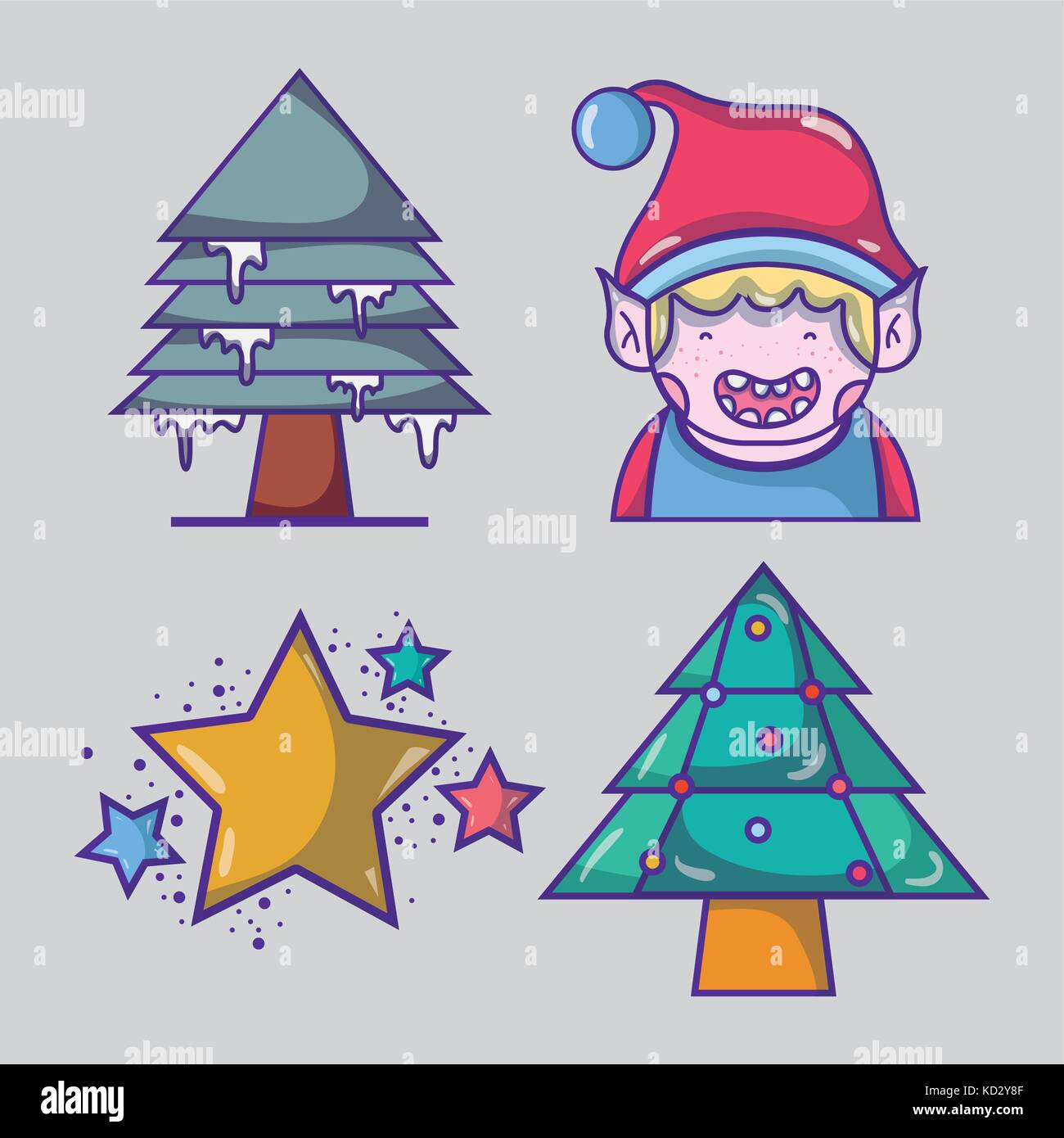 set merry chrstmas decoration design Stock Vector Image & Art - Alamy