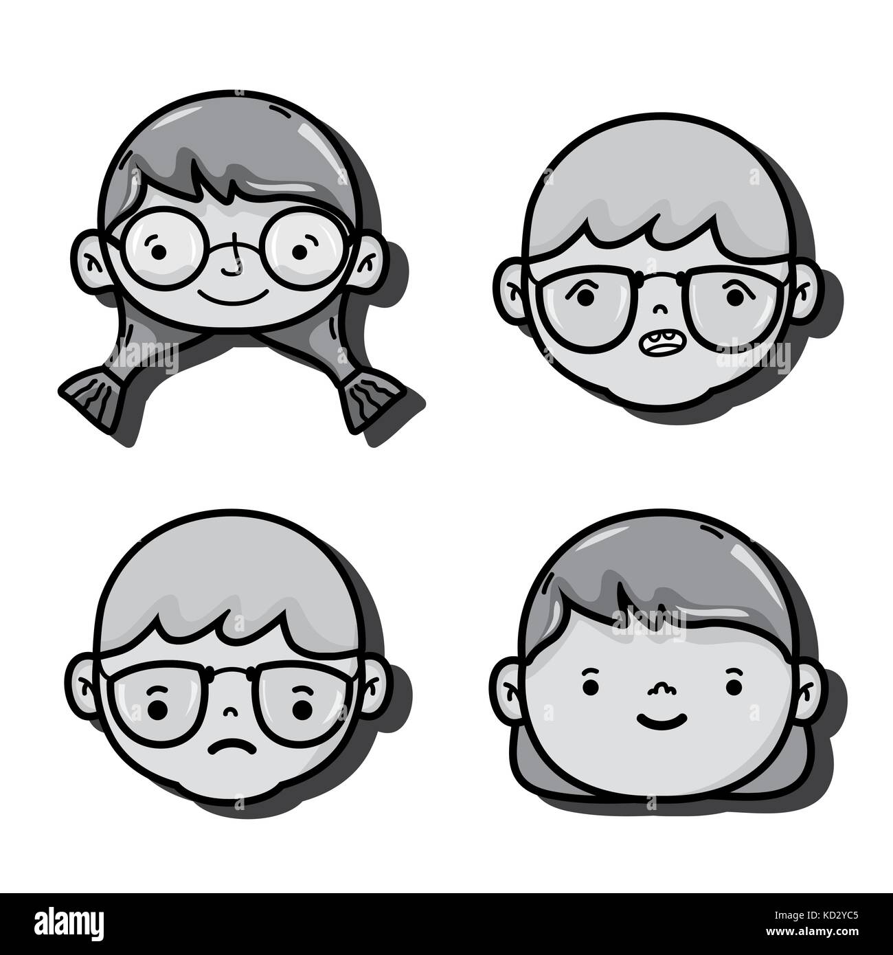 set girls and boys head with hairstyle design Stock Vector Image & Art ...